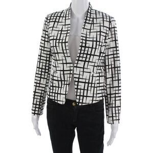 Tahari Levine Women Geometric Black Blazer Long Sleeve Polyester Size 0P